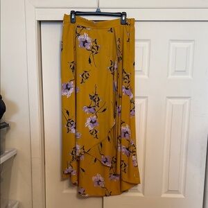 Le Lis Gold Asymmetrical Wrap Maxi Skirt Resort Wear